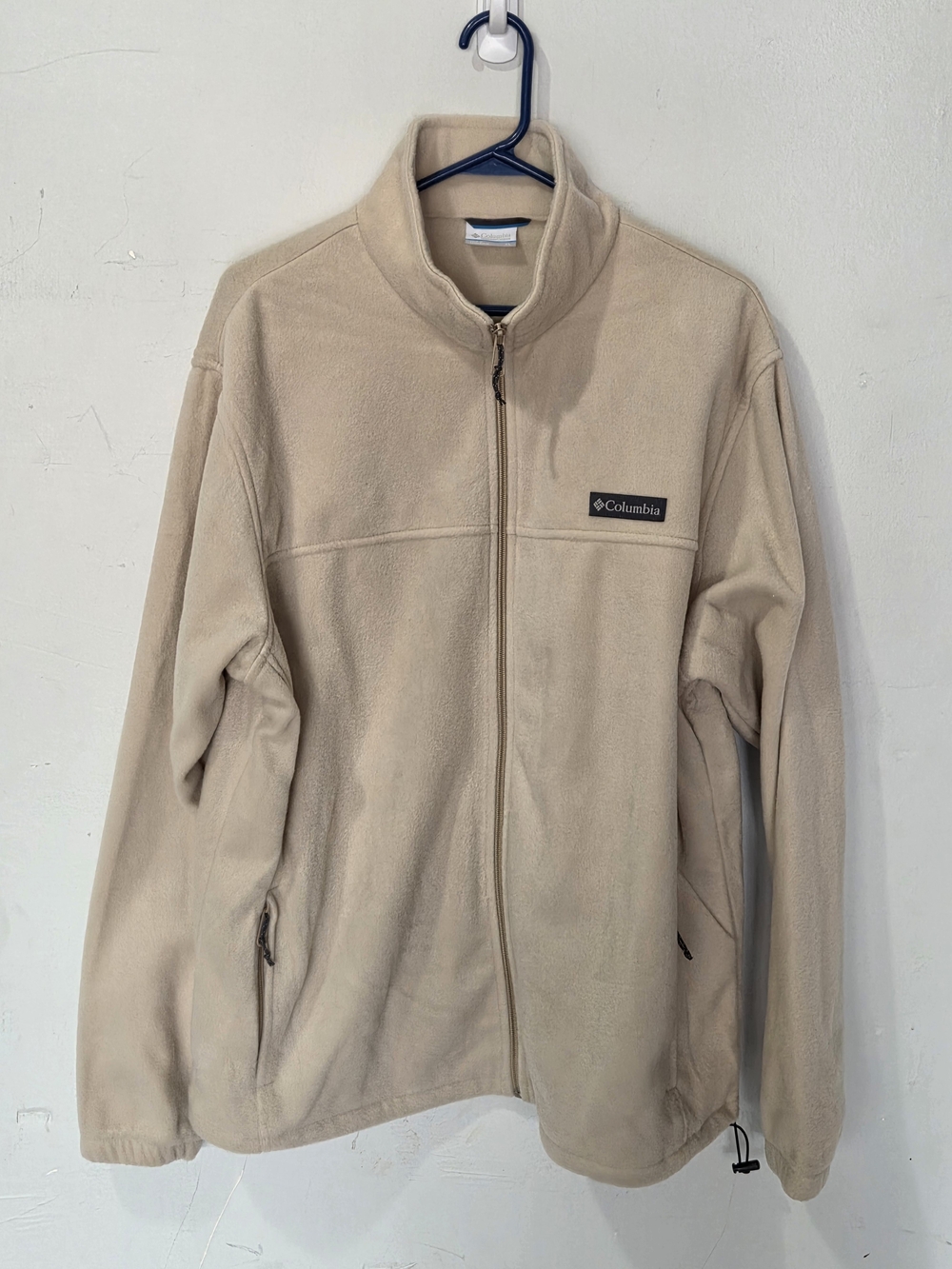 Columbia Fleece Jacket Men’s XL Tan Beige Full Zip Zipper Pockets